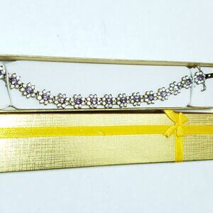 Sterling Silver Pale Lavendar and CZ Braclet.Vintage.